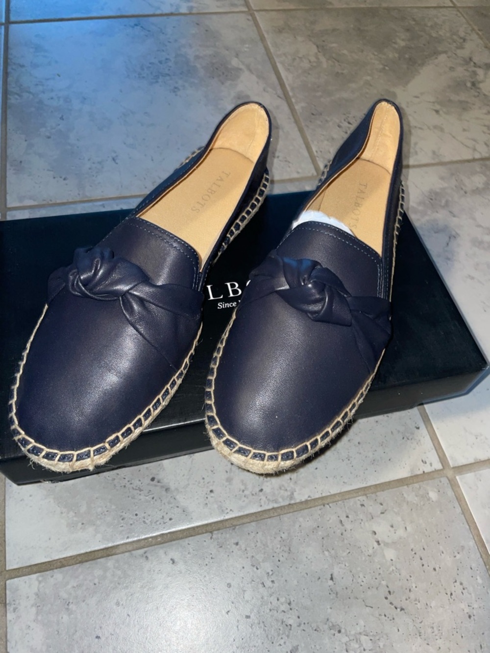 Talbots Navy Knot-Front Espadrille Slip-Ons